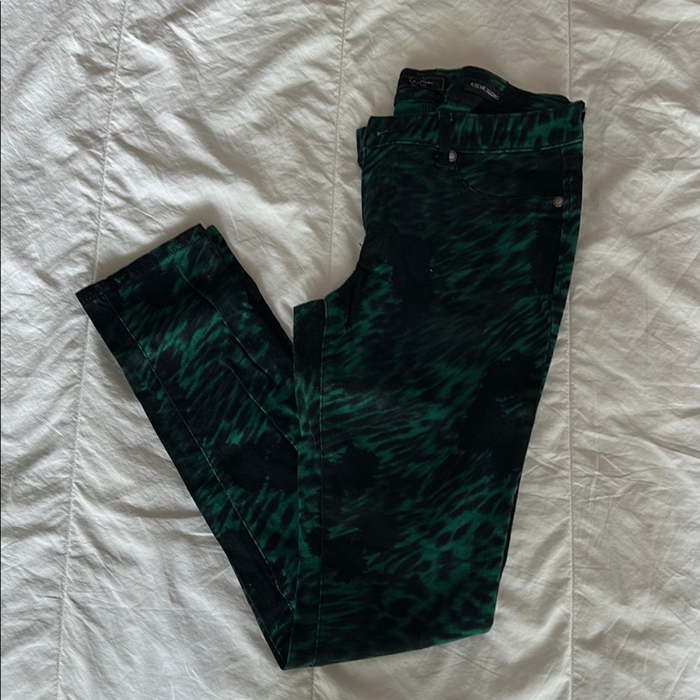 Green and Black Patterned Jeans